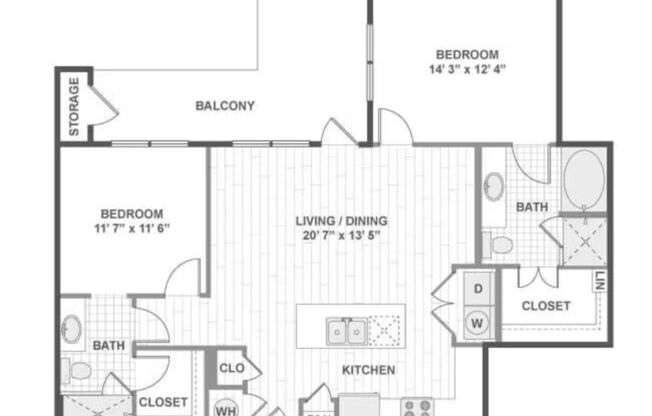 2 beds, 2 baths, 1,119 sqft, $1,795