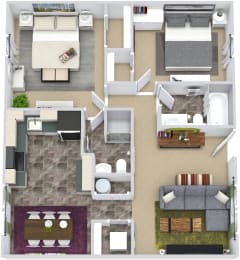 2 beds, 2 baths, 954 sqft, $1,485