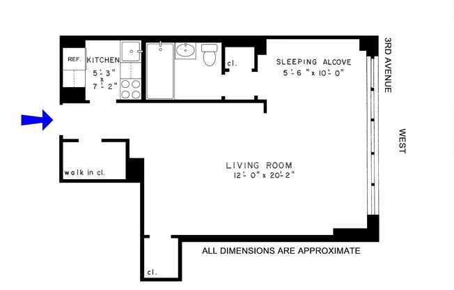 Studio, 1 bath, $3,625, Unit 3F