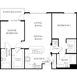 2 beds, 2 baths, 1,007 sqft, $2,795