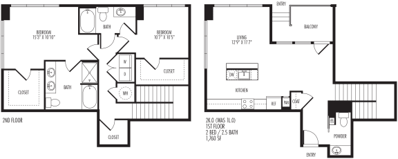 2 beds, 2.5 baths, 1,760 sqft, $2,786