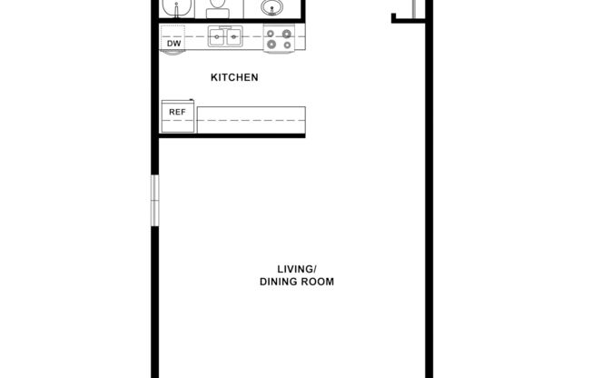 Studio, 1 bath, 400 sqft, $825