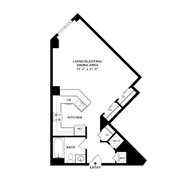 Studio, 1 bath, 601 sqft, $1,901