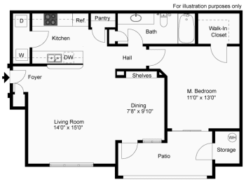 1 Bedroom 1 Bath A2 Floor Plan at SKY at p83, Peoria, AZ