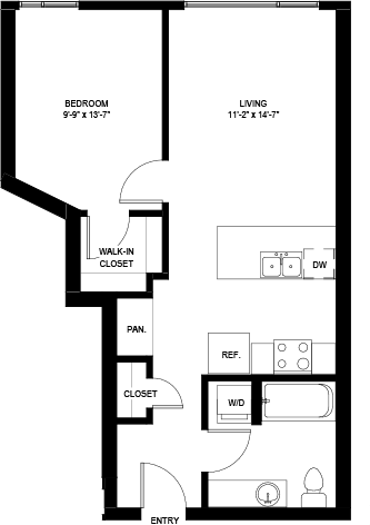 1 bed, 1 bath, 647 sqft, $2,072, Unit 346