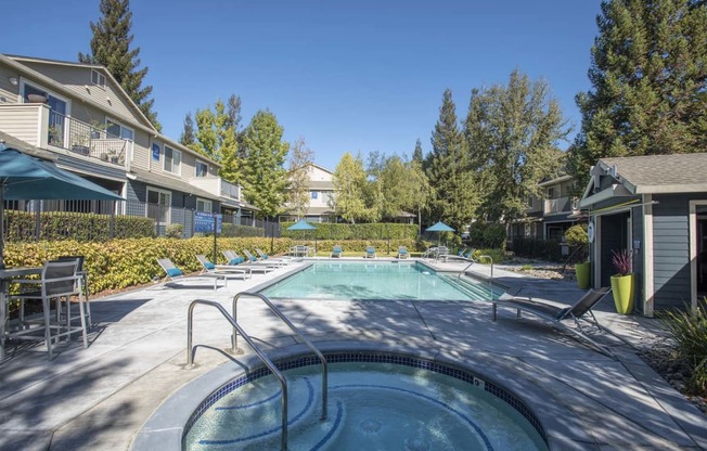 Two Pool Plazas With Sunning Decks at Atwood Apartments, California, 95610
