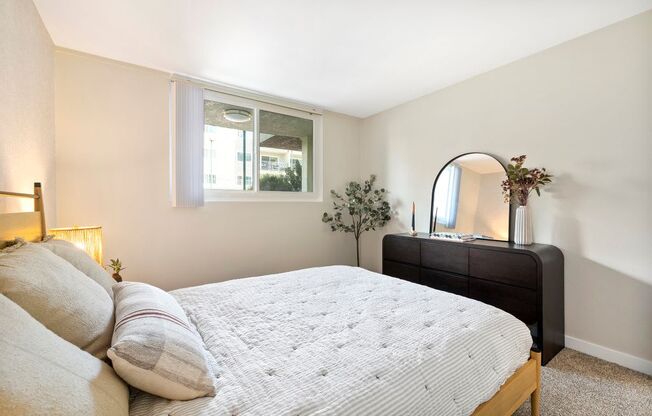 Bedroom with Plush Carpeting at The Reserve at Warner Center, California, 91367