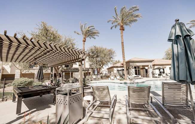 Pool Exterior and Lounge Area at Haven Townhomes at P83 in Peoria Arizona