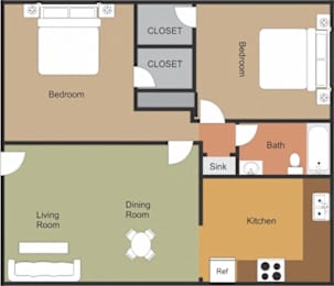 2 beds, 1 bath, 910 sqft, $1,436