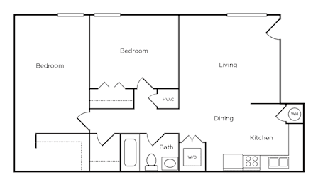2 beds, 1 bath, 836 sqft, $1,101