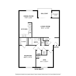 1 bed, 1 bath, 1,016 sqft, $1,870