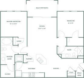 2 beds, 2 baths, 1,164 sqft, $2,318
