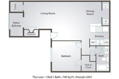 1 bed, 1 bath, 740 sqft, $1,210