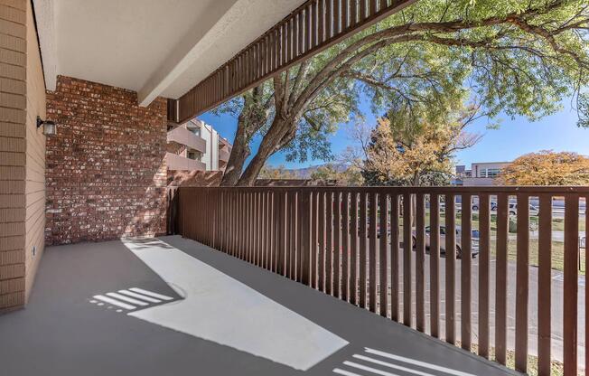 balcony with a wooden fence