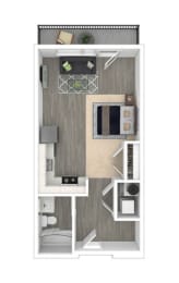 Studio, 1 bath, 453 sqft, $1,325