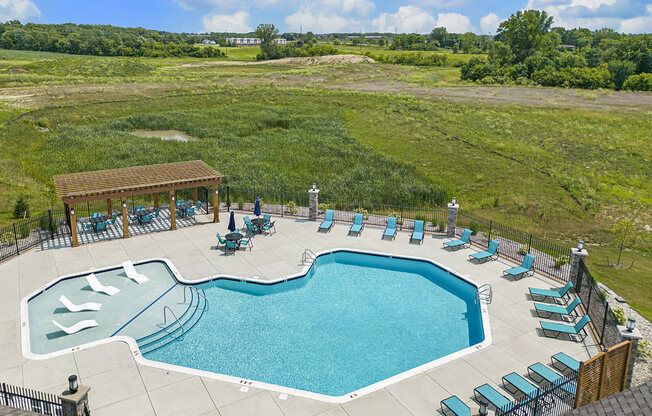 Aerial View of Resort-Style Pool at Meadowbrooke Apartments Homes in Grand Rapids, MI