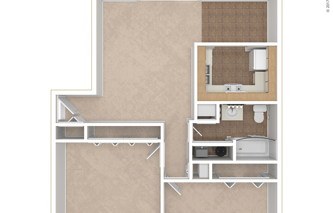 2 beds, 1 bath, 841 sqft, $1,150