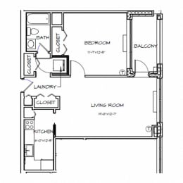 1 bed, 1 bath, 628 sqft, $1,908