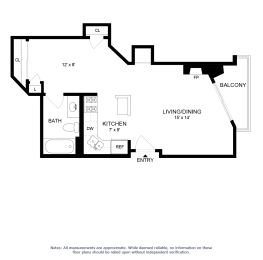 Studio, 1 bath, 544 sqft, $1,857