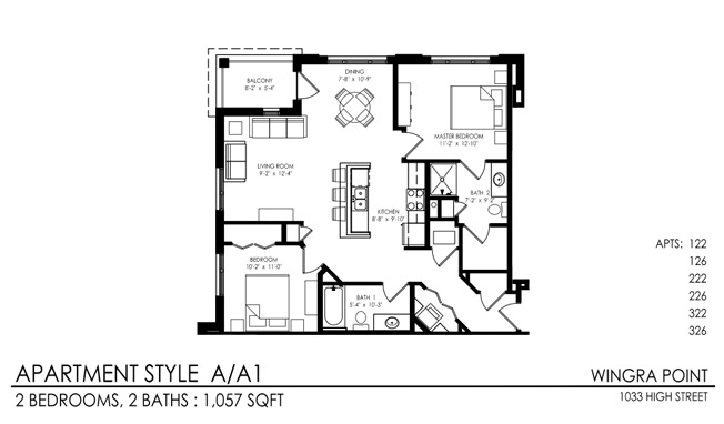 2 beds, 2 baths, 1,057 sqft, $2,249, Unit 226