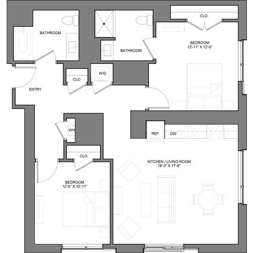 2 beds, 2 baths, 1,047 sqft, $5,320, Unit 626