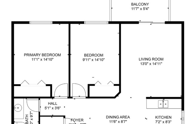 2 beds, 1 bath, 820 sqft, $875, Unit 1710-309