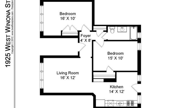 2 beds, 1 bath, 910 sqft, $2,595, Unit 1925-1