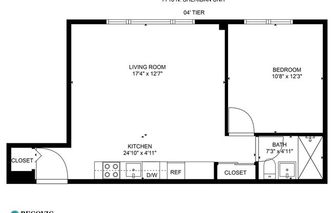 1 bed, 1 bath, 485 sqft, $1,695, Unit 304