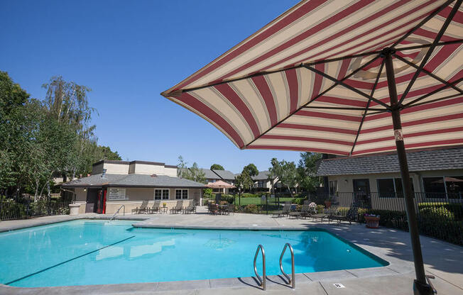 Pool Side Relaxing Area at Carrington Apartments, Fremont, CA, 94538