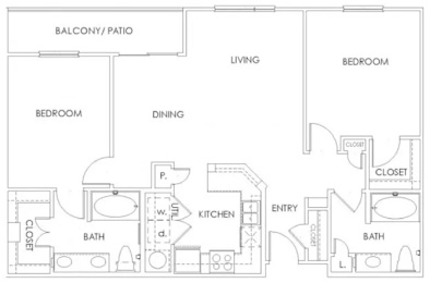 2 beds, 2 baths, 1,126 sqft, $1,426
