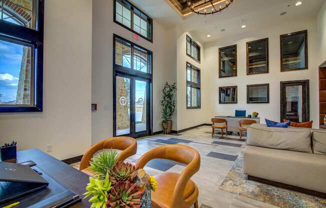a view of the lobby at the bradley braddock road station apartments