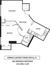 1 bed, 1 bath, 659 sqft, $1,591
