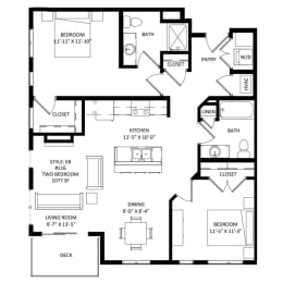 2 beds, 2 baths, 1,077 sqft, $2,525