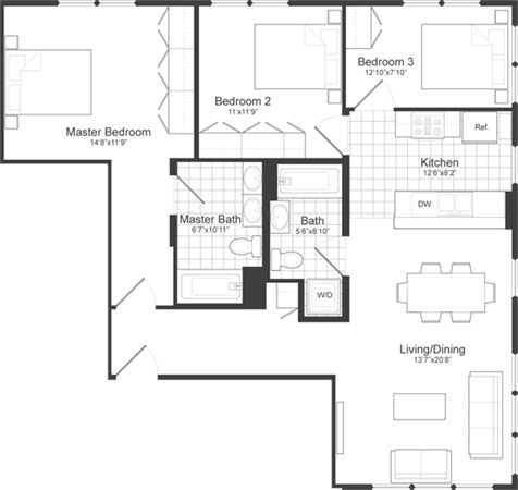 3 beds, 2 baths, 1,175 sqft, $5,100, Unit 314