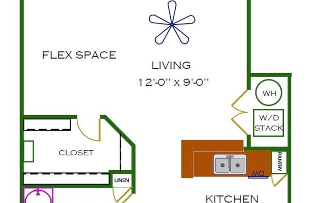 Studio, 1 bath, 521 sqft, $1,000