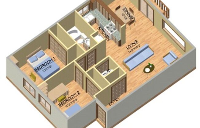 2 beds, 1 bath, 920 sqft, $1,800, Unit C215