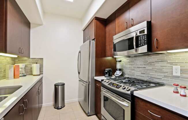 Fully Equipped Kitchen at The Adler Apartments, California