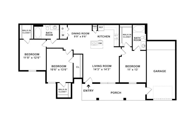 3 beds, 2 baths, 1,241 sqft, $2,100