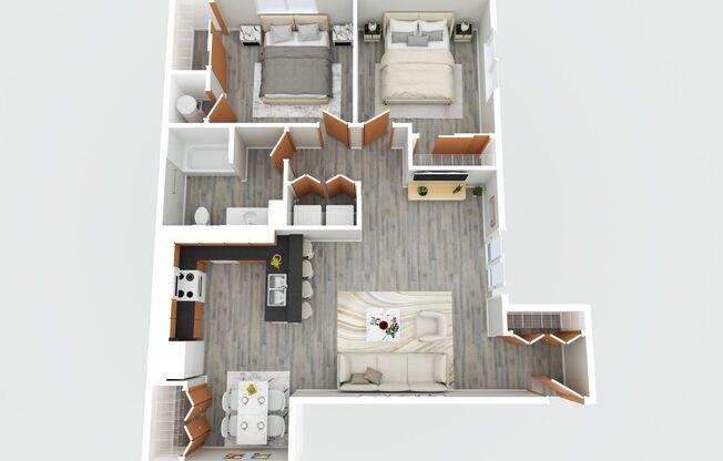 2 beds, 1 bath, 1,100 sqft, $1,299, Unit 109 - 02