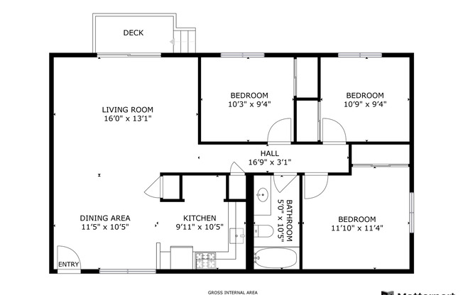 3 beds, 1 bath, 986 sqft, $1,795