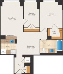 2 beds, 1 bath, 966 sqft, $3,319