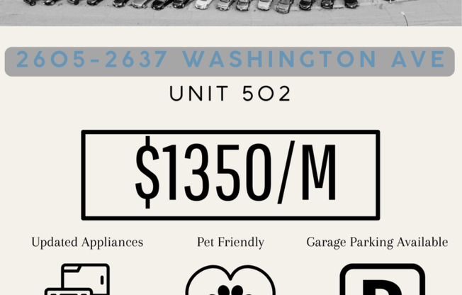 1 bed, 1 bath, $1,350, Unit 502