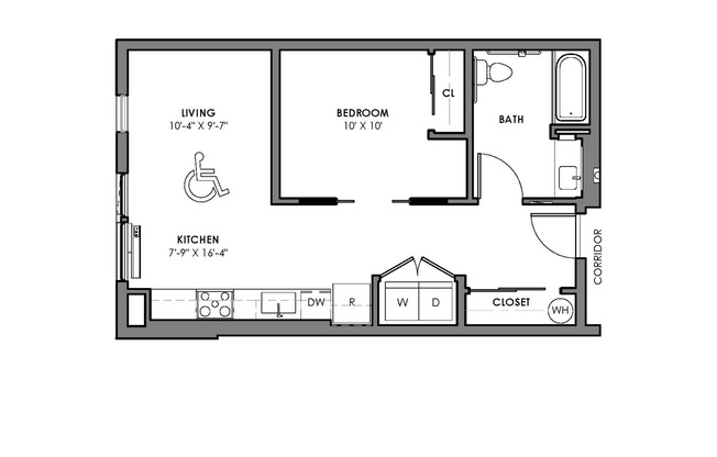 1 bed, 1 bath, 548 sqft, $1,675, Unit 205