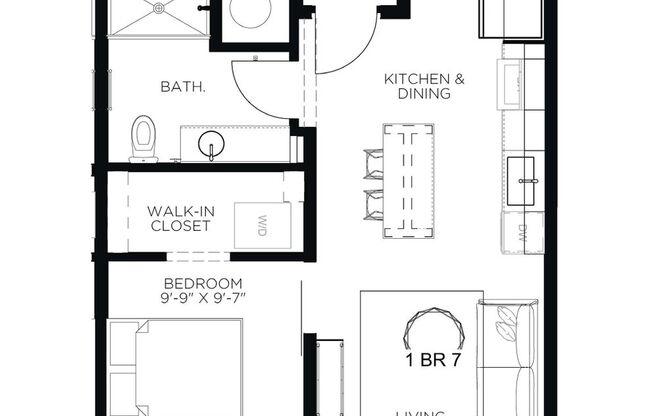 1 bed, 1 bath, 510 sqft, $930, Unit 3318