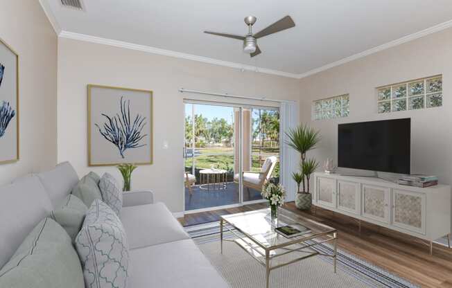 a living room with a couch and a coffee table