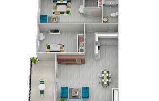 a stylized floor plan of a 2103 sqft