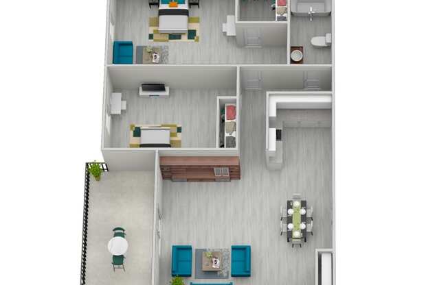 a stylized floor plan of a 2103 sqft