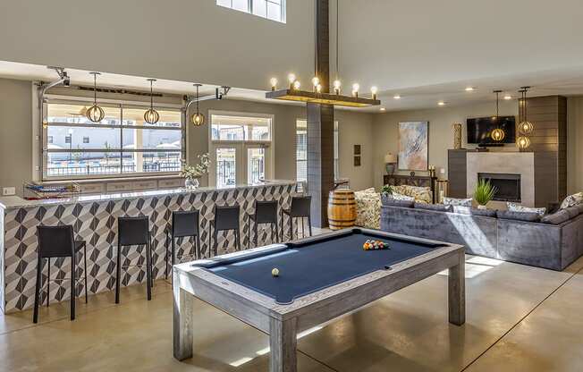 Comet Greensboro Clubhouse Pool Table and Gaming Room Interior