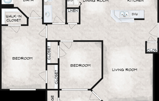 2 beds, 2 baths, 967 sqft, $1,559