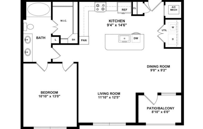 1 bed, 1 bath, 806 sqft, $1,615